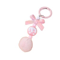 Nouveau porte-clés coloré en plastique avec pompon et perles de puzzle, fait main, breloque de téléphone, nœud papillon DIY, boîte surprise, pendentif mignon