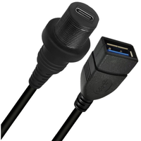 Câble USB 3.1 Type C coaxial torsadé mâle-femelle étanche pour montage encastré sur tableau de bord de voiture personnalisé