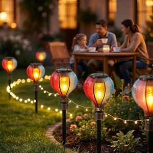 Solar Lawn Lights Hot Air Balloon Design LED Outdoor Garden Decor Water Resistant Automatic Light Control - Product Image 4