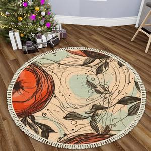 Imagen personalizada, varios tamaños, alfombra redonda de gamuza con borlas, alfombra grande de yute de tejido plano para decoración de sala de estar, patrón de pasillo rectangular - Product Image 4