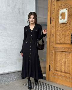 Autumn and Winter New Solid Color Round <strong>Neck</strong> Slim Long-Sleeved <strong>Jersey</strong> Package Hip <strong>Dresses</strong> for Women - Product Image 3
