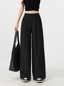 Nouvelles femmes pour pantalons en <span class=keywords><strong>lin</strong></span> Tencel jambe large <span class=keywords><strong>coupe</strong></span> <span class=keywords><strong>droite</strong></span> <span class=keywords><strong>pantalon</strong></span> style costume avec dos taille élastique pour le confort - Product Image 6