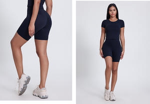 Shorts <span class=keywords><strong>de</strong></span> sport taille haute personnalisables pour femmes, séchage rapide, effet lifting des hanches, abdomen plat, fessier galbé, leggings <span class=keywords><strong>de</strong></span> yoga ajustés - Product Image 6