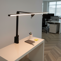 Grande lampe de table LED blanche pour salle de lecture, avec abat-jour, contrôle tactile AC, protection oculaire, gradation à 3 niveaux, réglable, minimaliste, à pince