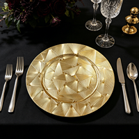 Assiette de présentation ronde en plastique PP de 33 cm, style américain de luxe, motif géométrique personnalisé pigmenté, vente directe usine pour fêtes