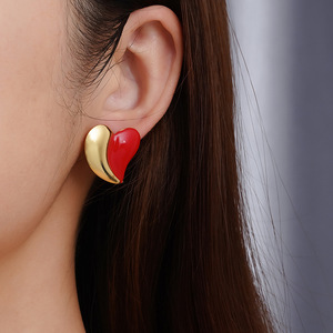 18K PVD Gold Plated Stainless Steel Heart Shape Colorful Enamel <b>Stud</b> <b>Earrings</b> for Women | Waterproof,Hypoallergenic & Non-Fading - Product Image 6