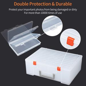 Grande 4 "X 6" scatola di immagazzinaggio <span class=keywords><strong>foto</strong></span> 18 custodie fotografiche interne per riporre fino a 1800 <span class=keywords><strong>foto</strong></span> Organizer di plastica carte mestiere custode con manico - Product Image 3