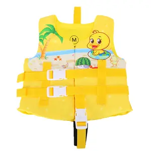 Stock logotipo personalizado barato niños chaleco salvavidas niños dibujos animados amarillo pato playa natación pobre desgaste infantil vestido de seguridad