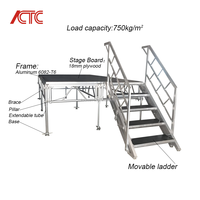 Scène mobile modulaire en verre/métal pour concerts, mariages, événements en plein air, durable, facile à installer, antidérapante