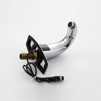 Robinet à capteur automatique monocommande moderne et classique, eau froide, finition chrome brossé, en alliage de zinc, à poser sur comptoir, avec douchette extractible
