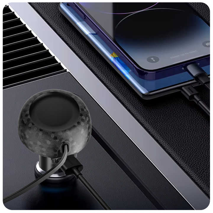 USB Type C Port 2 in 1 Retractable Quick Power Supply Adapter Super Fast Car Charger