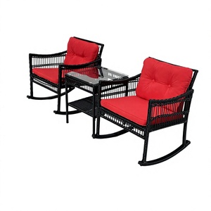 Juego de Sillas Mecedoras de Ratán Modernas Premium Hechas en Vietnam, KD con Mesa de Centro y Cojines, Muebles de Jardín para Exteriores, Estilo Contemporáneo - Product Image 2