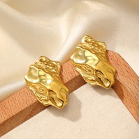 Boucles d'oreilles martelées brillantes Gaovo en acier inoxydable, style minimaliste de luxe, résistantes au ternissement, bijoux de mode pour femmes, vente en gros