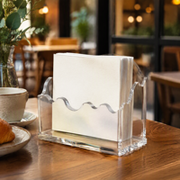 Support de serviettes en acrylique personnalisé transparent pour restaurant, distributeur de mouchoirs de table, organisateur de comptoir de café, support de base avec logo OEM HD