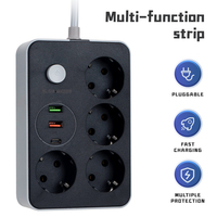 Multiprise EU multifonctionnelle avec interrupteur principal et prises de charge rapide QC3.0 PD