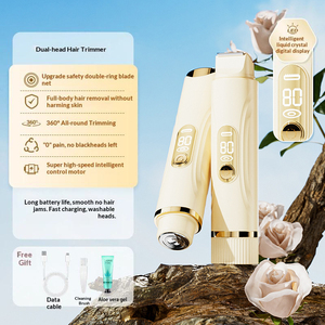 Bikini-Trimmer 2-in-1 Elektrischer Rasierer Doppelkopf-Elektrorasierer Wasserdicht Nass & Trocken Verwendbar Körperhaar-Trimmer Gesichtshaarentferner - Product Image 3