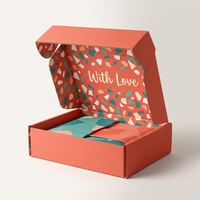 Boîte d'expédition en carton ondulé personnalisée avec impression terrazzo, boîte postale extérieure orange, impression intégrale de l'intérieur, boîte cadeau