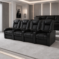 Ensemble de canapés inclinables électriques extensibles en cuir véritable 4 places, canapé moderne pour home cinéma avec mousse à mémoire de forme pour salon