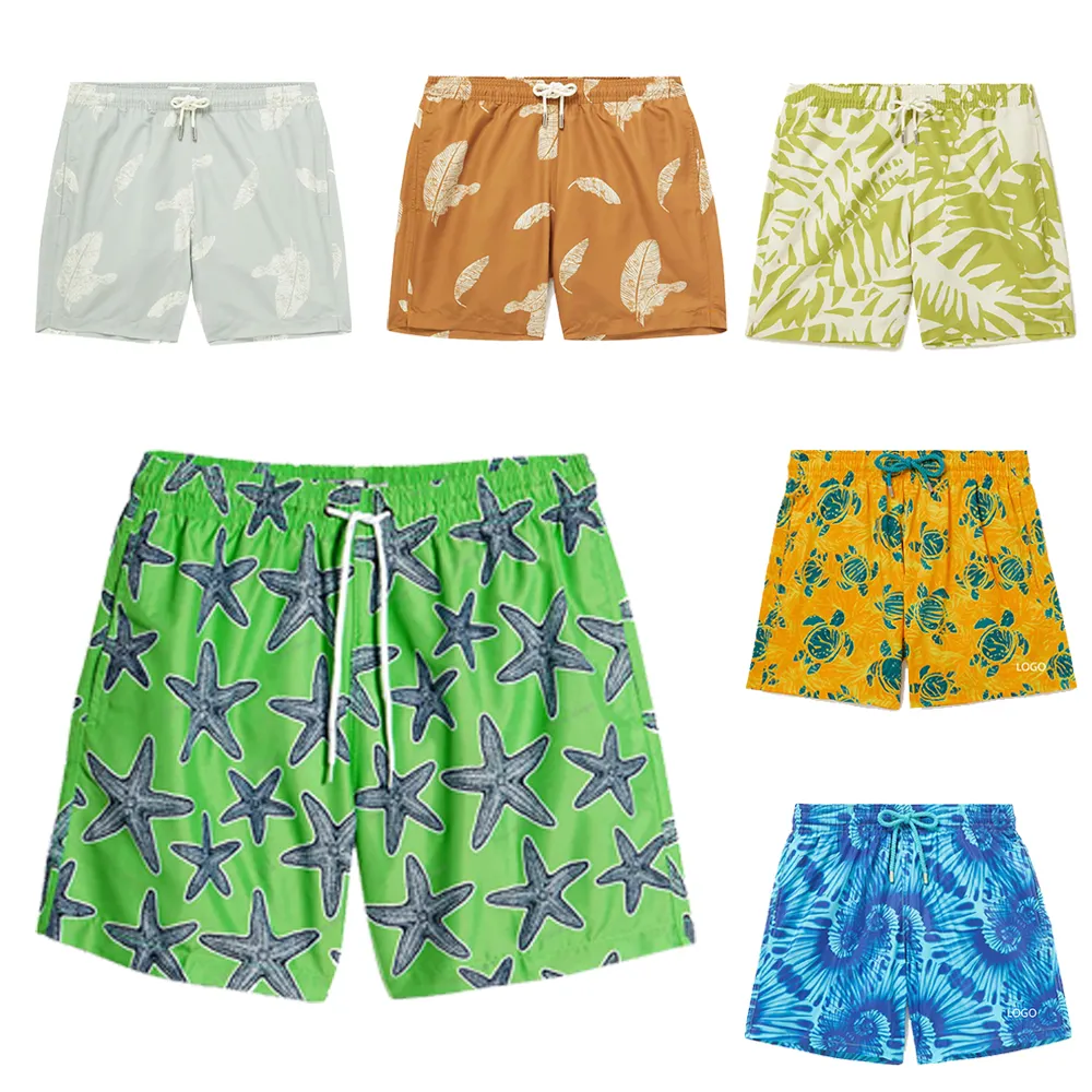 Custom Recycle Fabric Beachwear Swimwear Graphic Printed Swimming Shorts Mens Polyester Swim Trunks Shorts Beach Shorts For Men