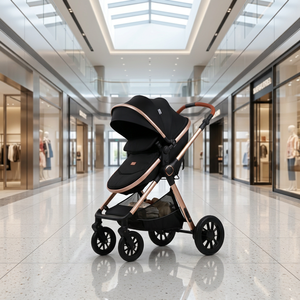 Poussette bébé à poignée réversible et position haute, roues en caoutchouc anti-crevaison, absorption des chocs, grand landau souple, cadre en aluminium - Product Image 6