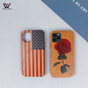 Accessoires de téléphone portable fleurs imprimées étui de téléphone portable en gros en bois de cerisier massif naturel pour <span class=keywords><strong>iPhone</strong></span> 11 12 Pro Max 13 - Product Image 5