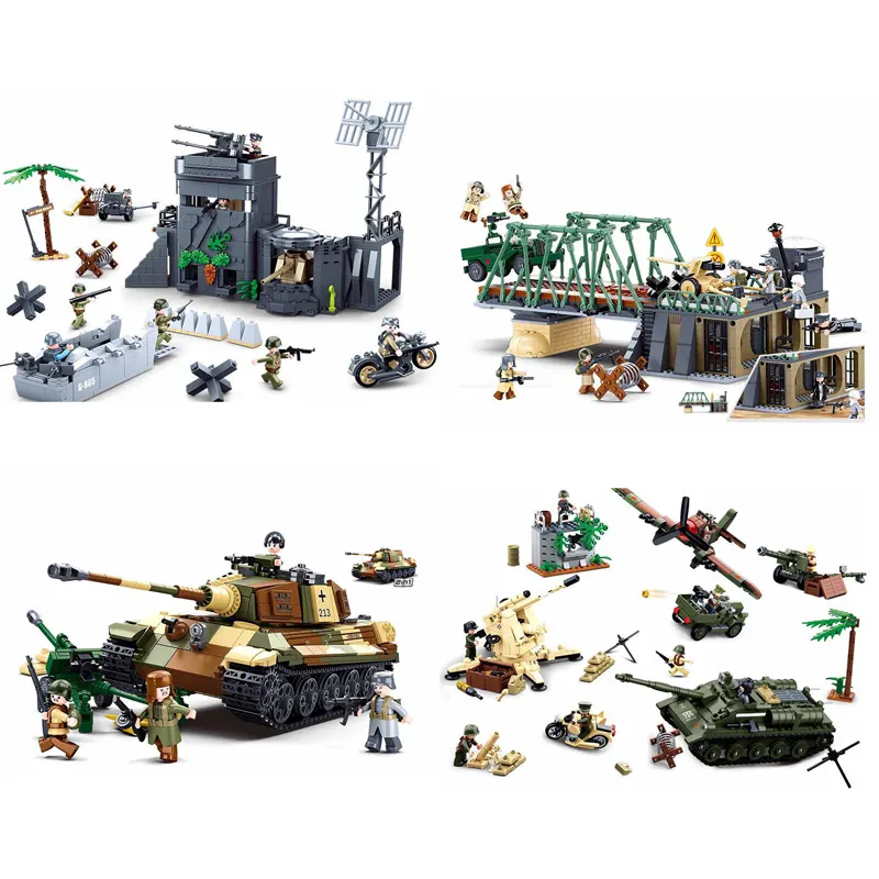 Sluban Ww2 Militaire Gepantserde Voertuigen Zware Tankjager Modelbouwstenen Legerwapens Soldaat Figuren Stenen Diy Speelgoed Geschenken