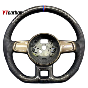 YTcarbon para <span class=keywords><strong>Beetle</strong></span> <span class=keywords><strong>Cabrio</strong></span>, piezas de automóvil, accesorios de Interior de coche, estilo de carreras, volante de fondo plano de fibra de carbono Real personalizado - Product Image 6
