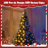 Sapin de Noël artificiel noir pré-éclairé de 1,80 m avec 920 branches décorées et 280 lumières LED multicolores à changement de couleur, 11 modes d'éclairage