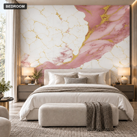 Papier peint auto-adhésif en marbre blanc rose doré de 1 mm, feuilles IXPE de 1,2 x 3 m pour les murs décoratifs des chambres d'hôtel