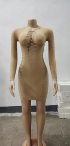 Bodystocking Lingerie Sexy in Rete Color Nudo per <span class=keywords><strong>Donna</strong></span>, Nuovo Design OEM - Product Image 2