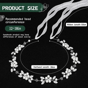 <span class=keywords><strong>Serre</strong></span>-tête Tanfeine pour adulte, style princesse, avec fleurs, cristaux argentés et perles, idéal pour mariage, anniversaire, première <span class=keywords><strong>communion</strong></span> - Product Image 2