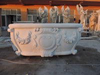 Pierre de marbre naturelle blanche polie de luxe personnalisée pour salle de bain d'hôtel Baignoire en pierre de douche pour villa