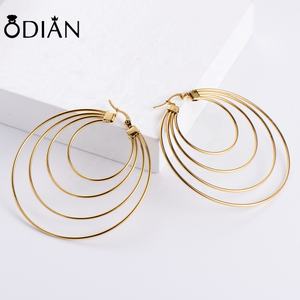 Boucles d'oreilles créole de Style coréen exagéré, bijou en acier inoxydable, avec grand cercle rond et grande boucle - Product Image 2