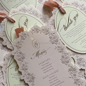 Tarjetas de Felicitación de Cartón con Logotipo Personalizado Impreso en Letterpress con Relieve y Forma de Concha de Papel Elegante - Product Image 3