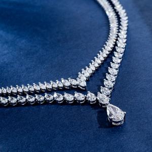 Collier Messi Jewelry personnalisé en or blanc 18k 14k, combinaison de diamants de laboratoire IGI, taille poire et taille marquise, collier de mariage - Product Image 4