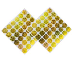Etichetta Adesiva Olografica Laser Anti-Contraffazione in Vinile Dorato, Impermeabile, Resistente all'Olio, con Effetto Strappabile e <span class=keywords><strong>Parole</strong></span> 'Invalido' per Supermercati e Candele - Product Image 1