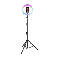 Trépied de 10 pouces MJ26 avec éclairage RGB multicolores, rotation à 360 degrés, lumière annulaire portable pour selfie avec flash