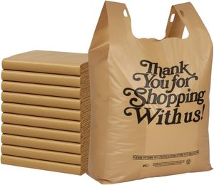 Bolsa de Plástico para Camisetas con Impresión en Negrita 'Gracias', Biodegradable, Resistente, Fácil de Abrir, Personalizable, para Comercios Minoristas y Supermercados - Product Image 1