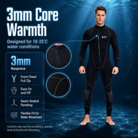 Combinaison de plongée sans capuche noire personnalisée OEM 3 mm, combinaison de plongée intégrale en néoprène thermique pour la plongée avec tuba, le surf, la plongée sous-marine, la pêche sous-marine