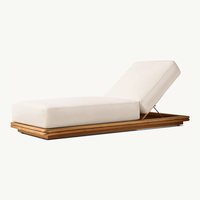 Chaise longue moderne en teck résistante aux UV, lit de plage extérieur, chaises de jardin, mobilier de patio pour piscine, lit de repos inclinable pour hôtel