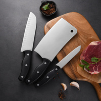 Ensemble de 3 couteaux de cuisine en acier inoxydable, couteau de chef, couteau à trancher, couteau Santoku pour hacher les os, trancher la viande