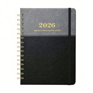Organiseur/Agenda A5 haut de gamme à spirale, écologique, avec impression de logo en feuille d'or, pages intérieures personnalisables, 80 feuilles - Product Image 1