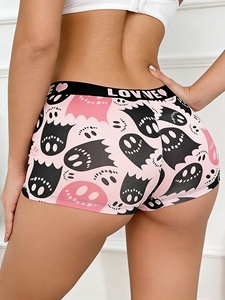 Calzones tipo bóxer elásticos personalizados para <span class=keywords><strong>mujer</strong></span> con estampado de dibujos animados y letras, de tiro medio - Product Image 2