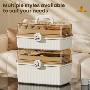 Boîte à médicaments à trois couches, trousse de premiers soins pliable, organisateur de stockage médical portable, étui à médicaments de grande capacité pour la maison - Product Image 2