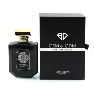 Factory Gold Cap Irregular Perfume <b>Bottle</b> Empty clear Flat Pump Spray Crimp Black 100ml Glass Perfume <b>Bottle</b> with Box - Product Image 6