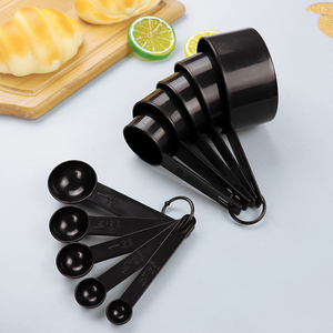 Alat dapur komersial Set hitam plastik sendok bumbu gelas ukur memanggang barbekyu PP bahan Rumah acara Leveler mengukur - Product Image 2