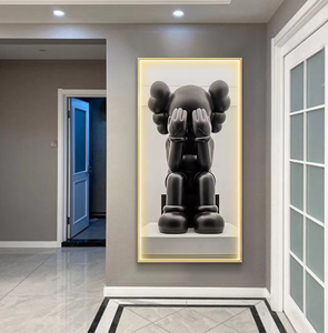 Decoración Moderna para Sala de Estar, Arte de Pared con Luz LED, Impresión UV, Póster de Oso, Obra de Arte, <span class=keywords><strong>Pintura</strong></span> Decorativa de Animales en Porcelana de Cristal - Product Image 5