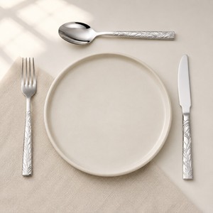 Wholesale Stainless Steel Heavy <b>Flatware</b> <b>Set</b> Thick Square Hammered Handle Cutlery <b>Set</b> for Wedding Party - Product Image 3