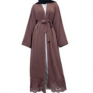 Hot Selling Factory Wholesale Nida Modest Adult <b>Abaya</b> Matching Color Crown Lace Bottom Polyester Quick Dry Breathable - Product Image 3