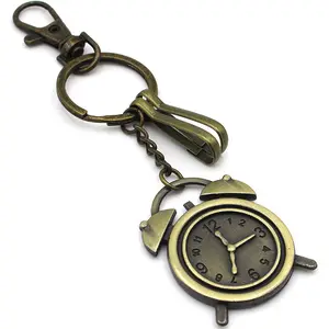 High quality antique zinc alloy alarm clock keychain